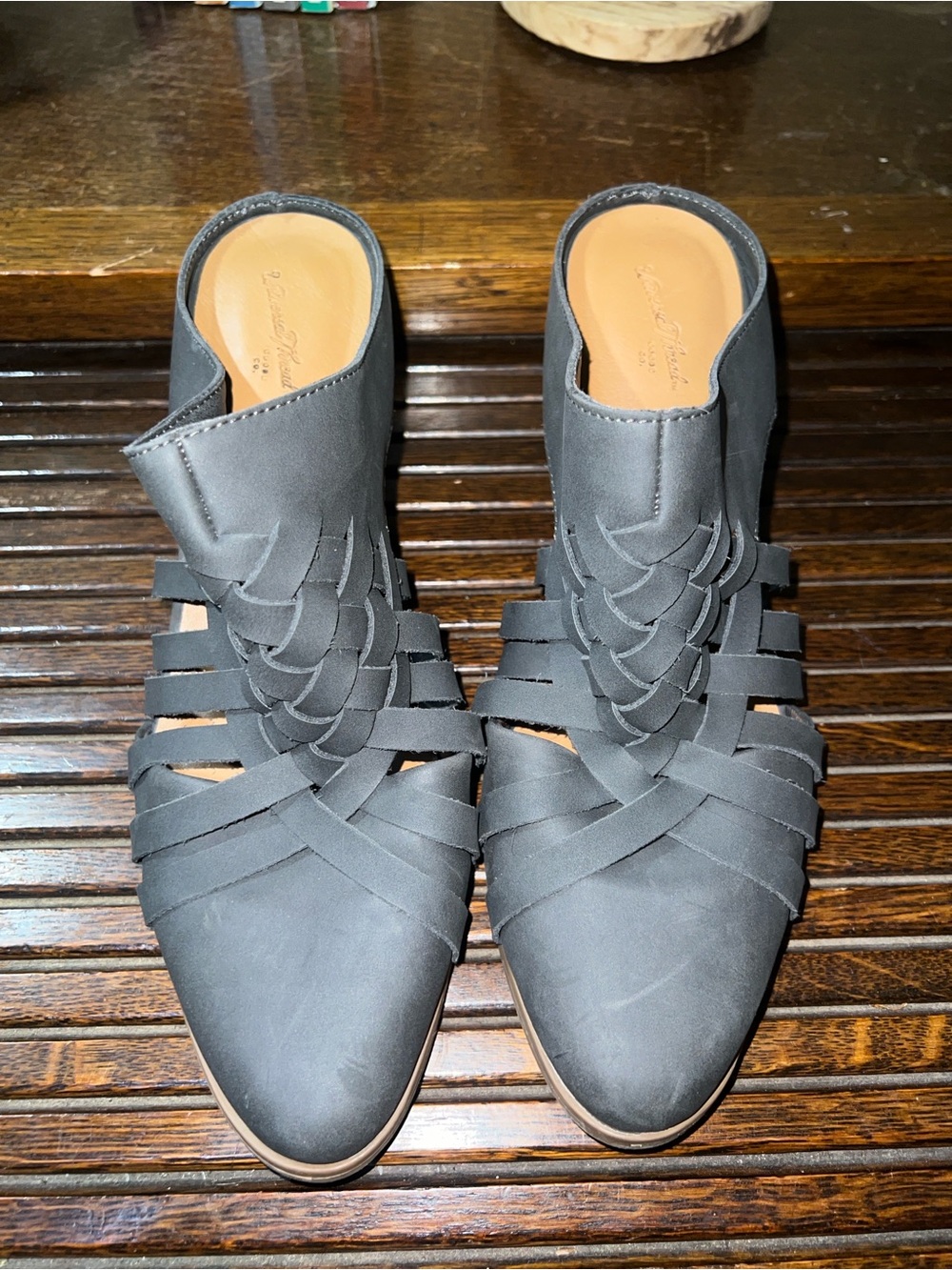 Universal Thread Black Woven-Strap Slip-On Mules